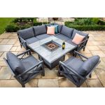 Hartman Sorrento Casual Dining Set with Gas Fire Pit Table And Lounge Chairs